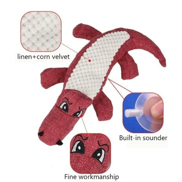 Pet Chew Toys Interactive Cartoon Animal Plush Alligator Shape Dog Sound Toy Gnawing Grinding Teeth Training Supplies 4