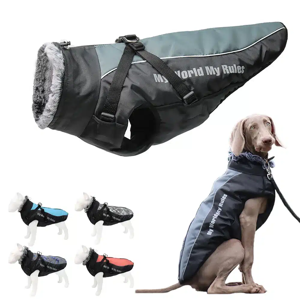 Large Dog Clothes With Harness Reflective Waterproof Dogs Jacket Padded Soft Big Dog Coat Apparel Windproof Labrador Costumes 1