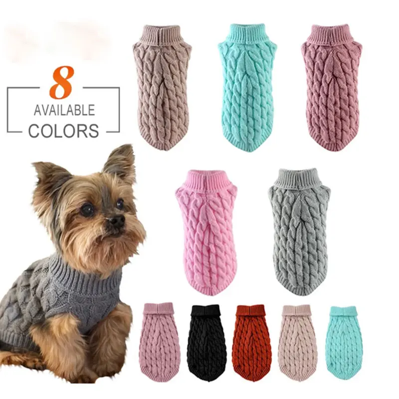 New Pet Small Pet Dog Clothes Sweater Fashion Autumn Winter Solid Fried Dough Twists Knitting Warm Comfort Clothing Pet Apparel 1