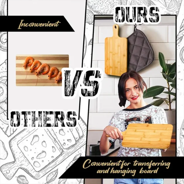 Bamboo Cutting Board with Handle Large Wooden Serving Board Kitchen Chopping Boards for Pizza Vegetables Meat 4