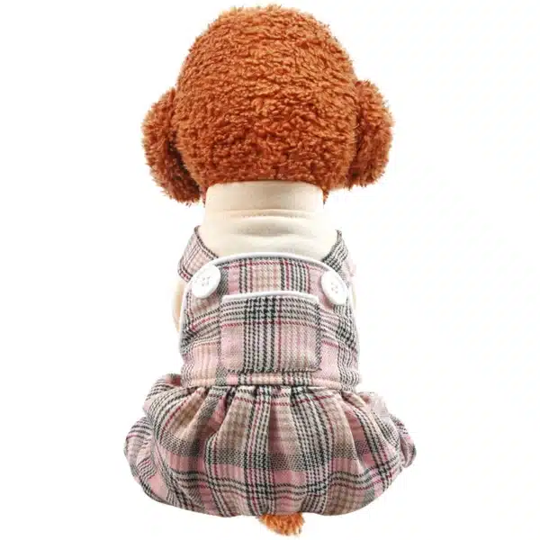 Pet Dog Cat Clothes Spring Jumpsuits White Plaid Button Overal Puppy Cute Print Skirt Casual Knot Coat For Small Dog Pet Apparel 5