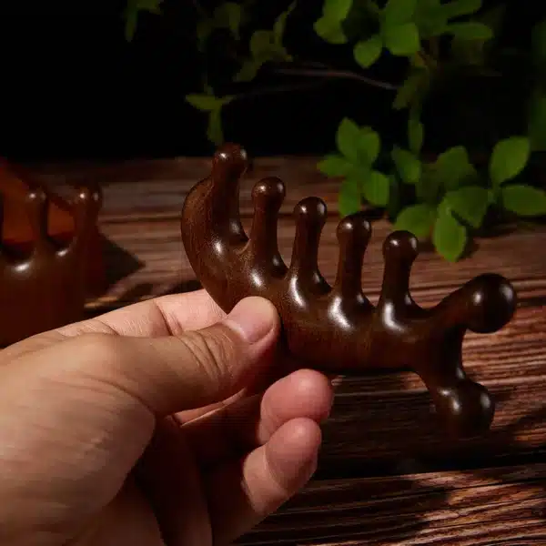 Wood Therapy Massage Comb Head Face Scalp Gua Sha Massager Natural Facial Sandalwood Wide Tooth Guasha Scraping Body Massage 3