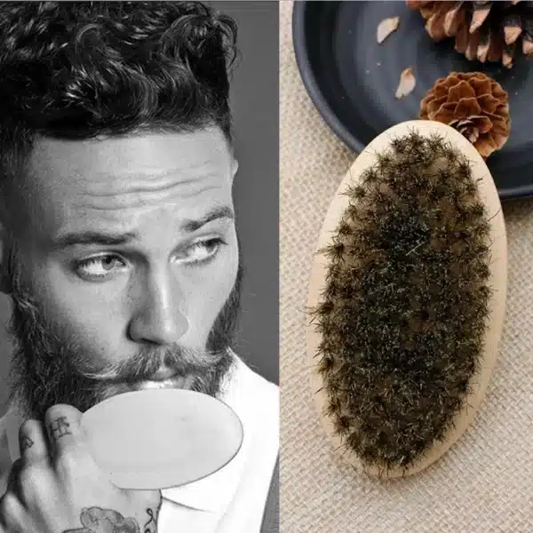 Professional Soft Boar Bristle Wood Beard Shaving Brush Men Mustache Comb Kit With Gift Bag Hairdresser Brush Hair Combs 5