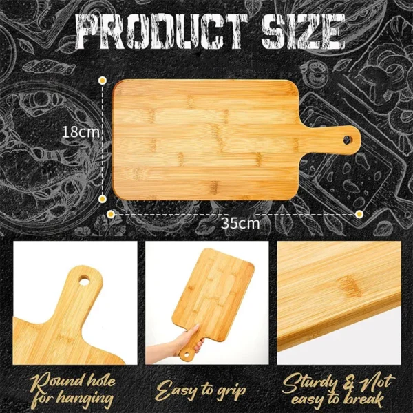 Bamboo Cutting Board with Handle Large Wooden Serving Board Kitchen Chopping Boards for Pizza Vegetables Meat 6