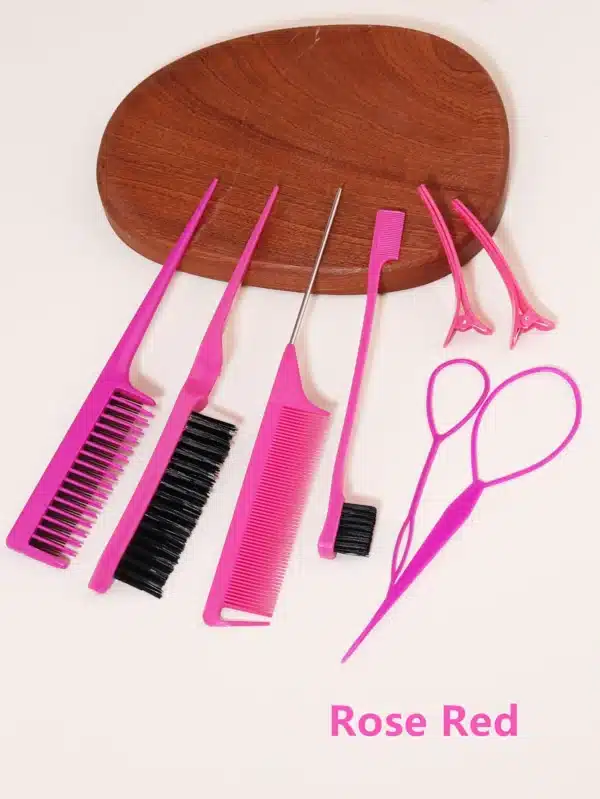 8-piece hair styling comb set with triple tear comb mouse tail comb edge brush hair salon accessories Special for real hair wigs 5