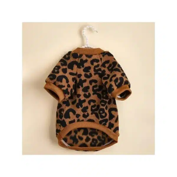 Puppy Pullover Dogs Pet Sweater Winter Leopard Print French Bulldog Winter Warm Sweater Pet Apparel Dog Clothing Kurtka Dla Psa 4