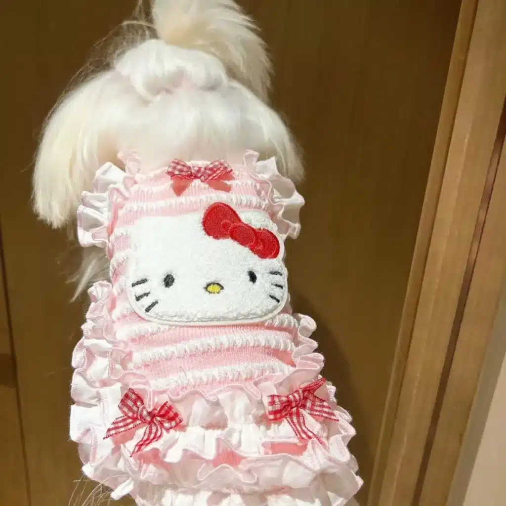 Hello Kitty Pet Dog Clothes Cartoon Sanrio Cat Vest Kawaii Pomeranian Bichon Poodle Clothing Anime Pet Supplies Gifts 1