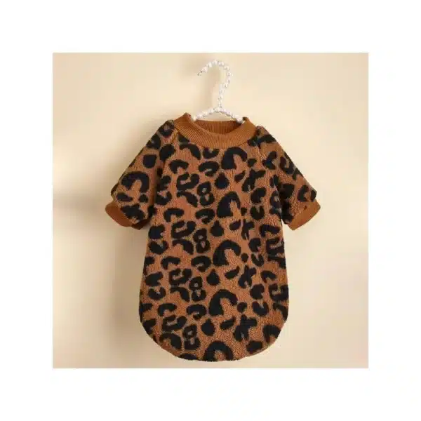 Puppy Pullover Dogs Pet Sweater Winter Leopard Print French Bulldog Winter Warm Sweater Pet Apparel Dog Clothing Kurtka Dla Psa 3