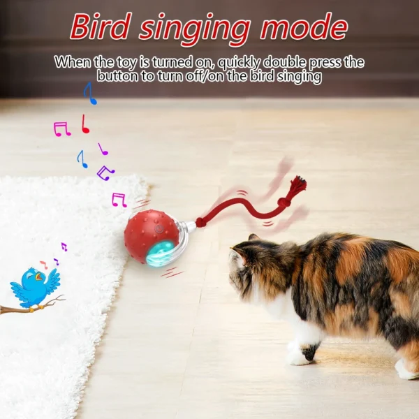 Interactive Cat Toy Ball with Bird Chirping Super Drive Cat Rolling Balls Motion Activated Sensor Pet Kittens Teaser Game Toys 4