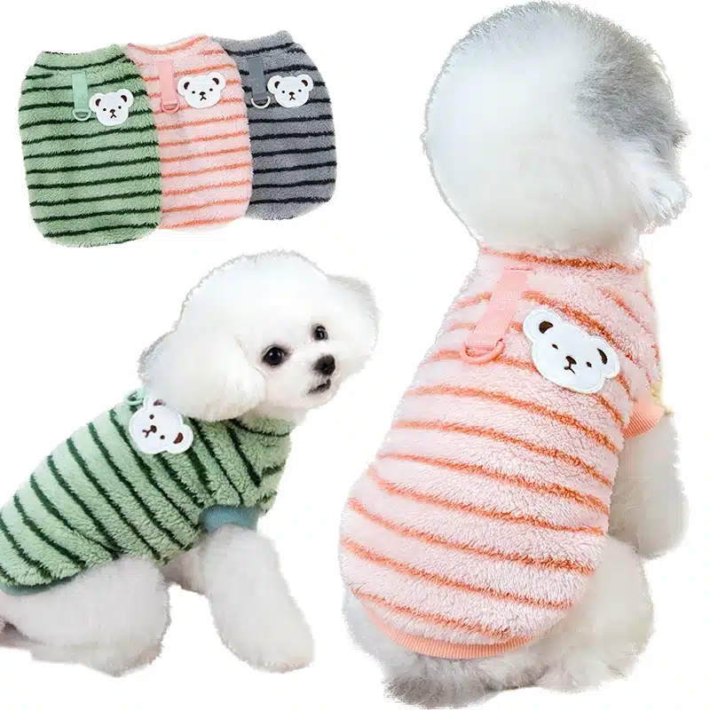 Stripe Dog Clothes Warm Pet Clothes Soft Fleece Puppy Shirt Chihuahua Clothing Dogs Outfit Apparel Coats Poodle Shih Tzu Clothes 1