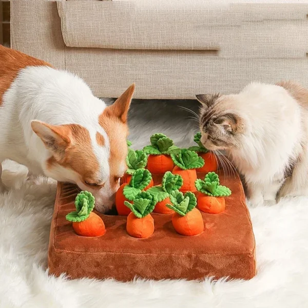 Dog Toys Snuffle Mat for Pet Plush Carrot Toy Mat Innovative Plush Vegetable Field Pull Radish Plush Carrot Dog Interactive Toys 2