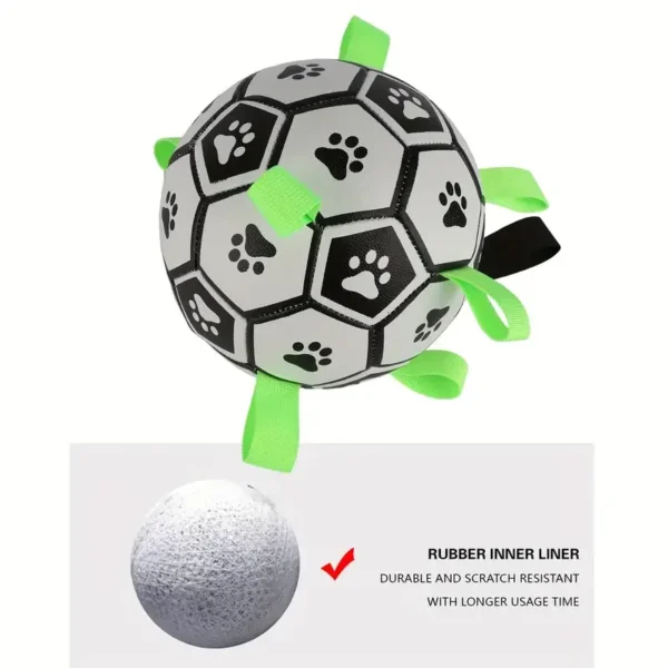 1pc Durable Football Design Pet Toy With Straps Dog Chewing Ball Toy For Training Playing Teeth Cleaning, Interactive Fetch Pet 2