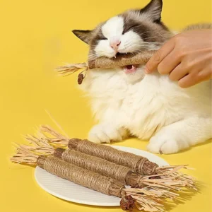 1 Pc Cat Toys Silvervine Chew Stick Polygonum Kitty Raffia Grass Pet Supplies Cleaning Teeth Stick Pet Bite Cat Toy Hemp Rope 1