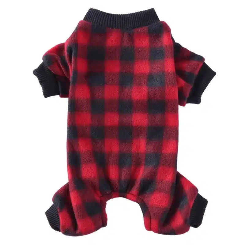 Pet Christmas Pajamas Red Black Buffalo Plaid Jumpsuit Dog Cat Soft Winter Clothes Puppy Doggie Checkered Sweater Apparel XL 1