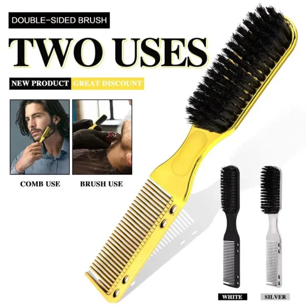 PRO Fading Brush, Barber Fade Brush, Cleaning Brush for Clippers,Beard Brush Dual-Use Hair Brush Comb Portable 1