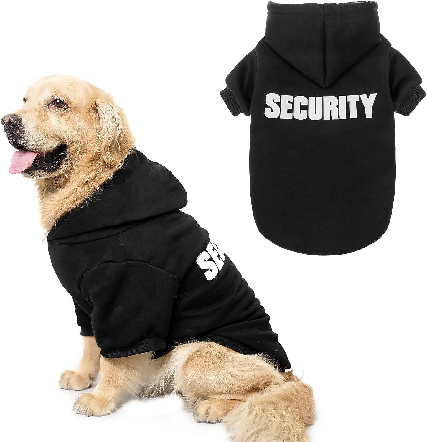 Casual Pet Dogs Hoodie Sweatshirt SECURITY Printed Dog Clothes Cat Coat Jacket Puppy Apparel Black 1