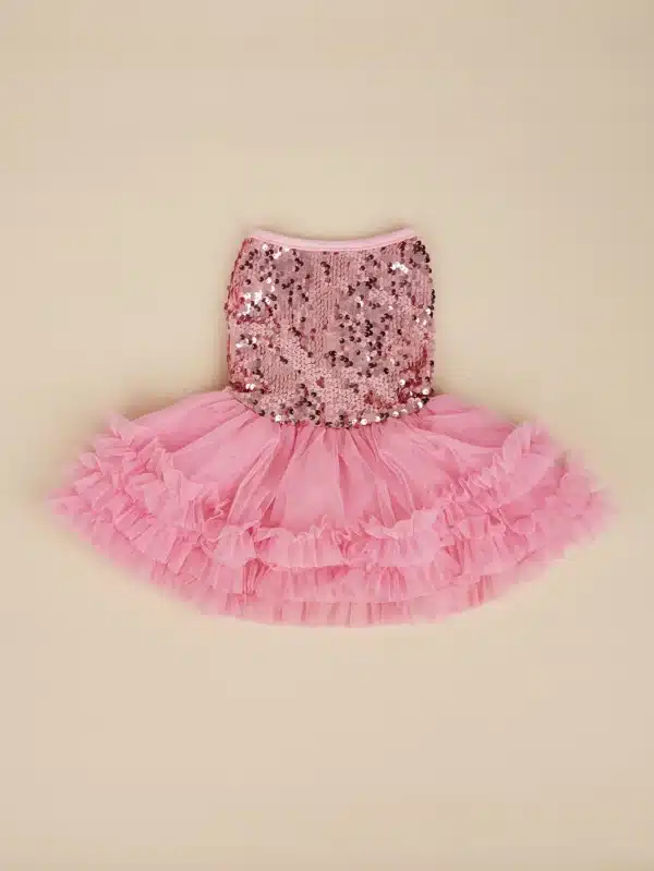 Dog Dress Girl Dog Sleeveless  Clothes  Sequin Pet Apparel Doggie Tutu with Tulle Cat Clothing Puppy Dresses Doggy Costume 3