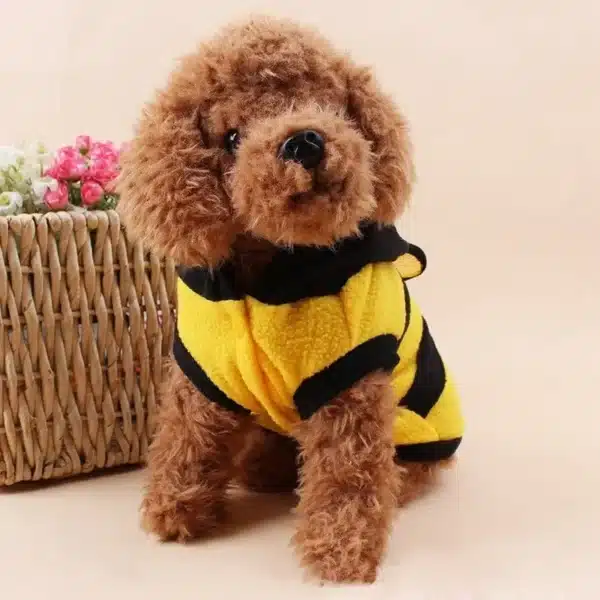 Bee Pet Puppy Coat Apparel Outfit Fleece Clothes Dog Cat Hoodie Fancy Costume  Halloween Cosplay Sweater Dog Hoodies 2