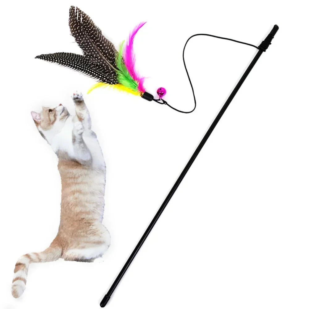 Funny Kitten Cat Teaser Interactive Toy Rod with Bell and Feather Toys for Cats Teaser Interactive Toy Rod Pet Cats Toys Stick 1