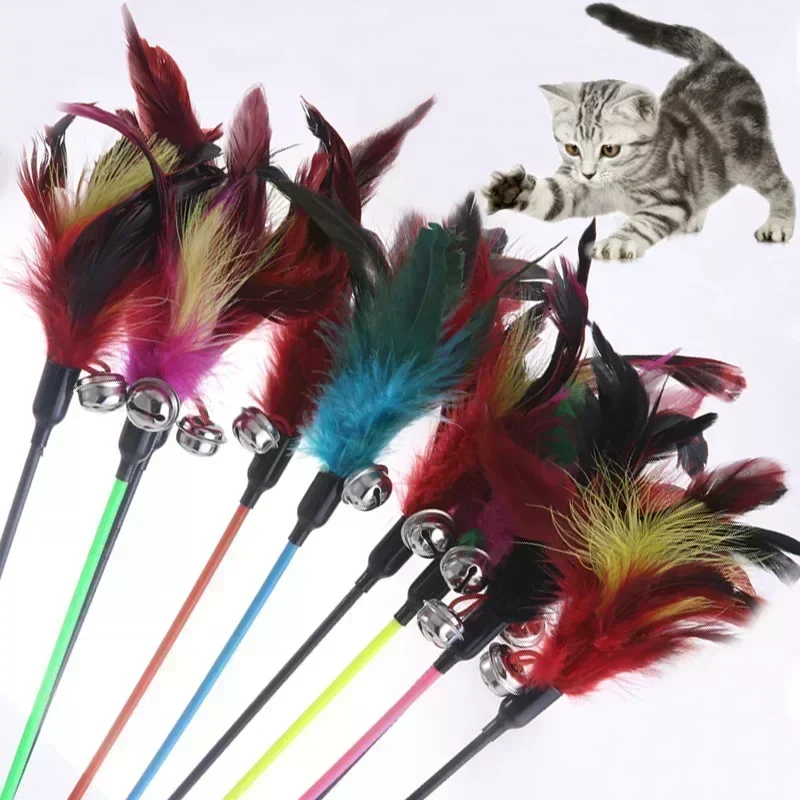 Cat Toy Feather Stick Toy for Cats Kittens Interactive Cat Toy Pet with Bell Pet Toys Cat Supplies Play Game Pet Products 1