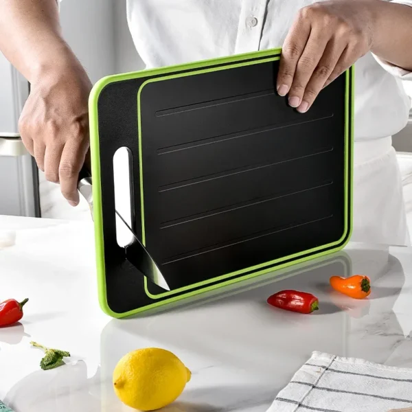 4 in 1 Defrosting Cutting Board Tray with Grater Sharpener Double Sided Chopping Board Frozen Meat Fish Food Tray Meat Tools 6
