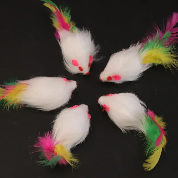 1pcs Cat Toys Interactive Cute Soft Fleece False Mouse Colorful Feather Funny Playing Training Toy for Cats Kitten Pet Supplies 4