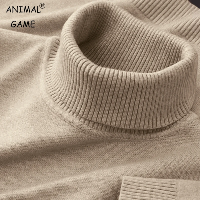 New Mens Knitted Sweaters Solid Color Turtleneck Breathable Pullovers Warm Outdoor Basic Streetwear autumn Business Tops 1