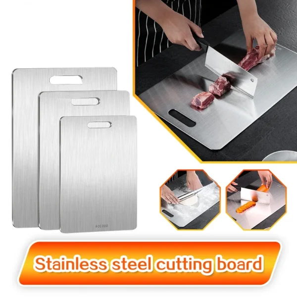 316 Stainless Steel Panel and Chopping Board Kitchen Household Thickened Double Sided Cutting Board Block Kneading Dough Board 4
