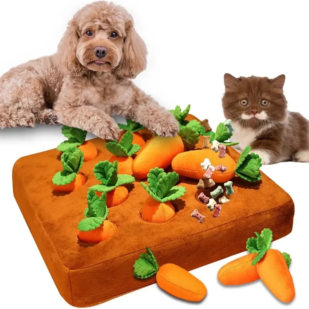 Carrot Snuffle Mat for Dogs Cats Puzzle Toy with 12 Carrots for Small Medium Large Interactive Pet Stress Relief Dogs Chew Toys 1