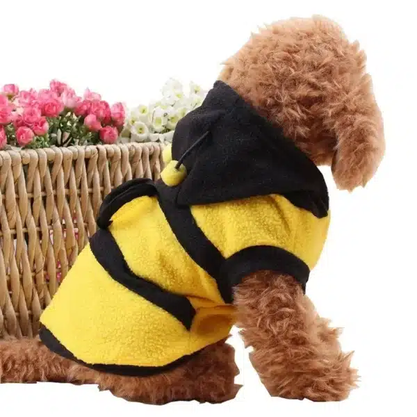 Bee Pet Puppy Coat Apparel Outfit Fleece Clothes Dog Cat Hoodie Fancy Costume  Halloween Cosplay Sweater Dog Hoodies 5