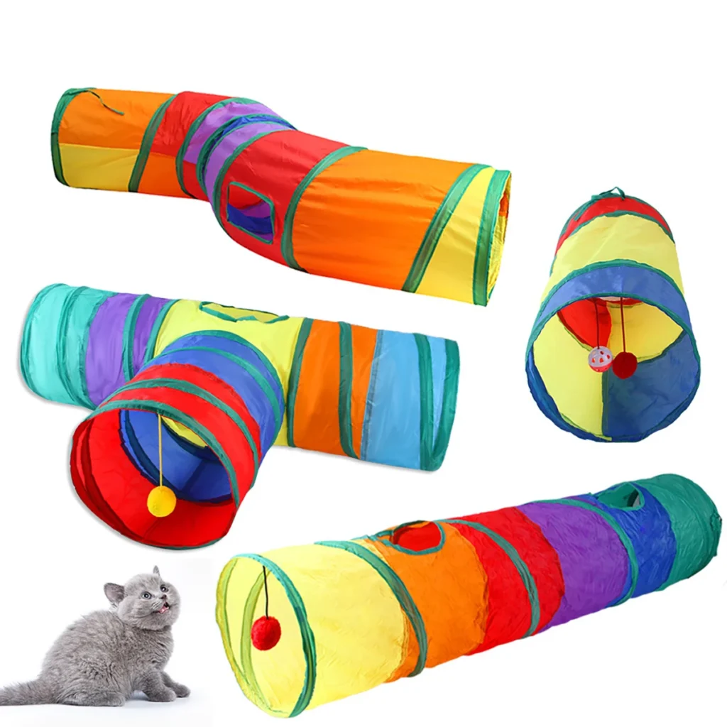 Cat Tunnel Foldable Cat Tunnel Pet Supplies Cat S T Y Pass Play Tunnel Cat Toy Breathable Drill Barrel for Indoor loud paper 1