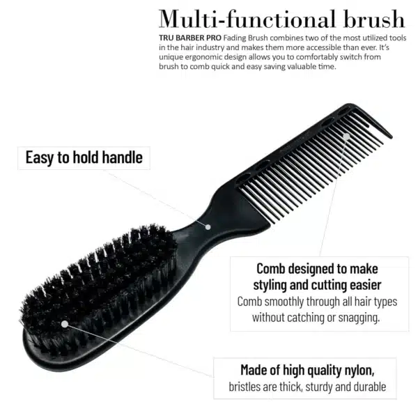 PRO Fading Brush, Barber Fade Brush, Cleaning Brush for Clippers,Beard Brush Dual-Use Hair Brush Comb Portable 5