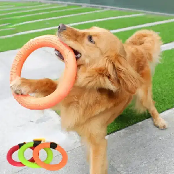 BOOTEELY 1pc Orange Dog Toys Pet Flying Disk Training Ring Puller EVA Interactive Training Ring Puller Resistant for Dogs 2