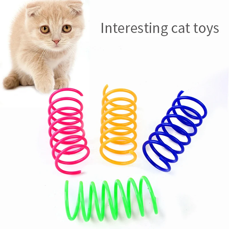 Kitten Cat Toys Wide Durable Heavy Gauge Cat Spring Toy Colorful Springs Cat Pet Toy Coil Spiral Springs 4/8/16/20pcs 1