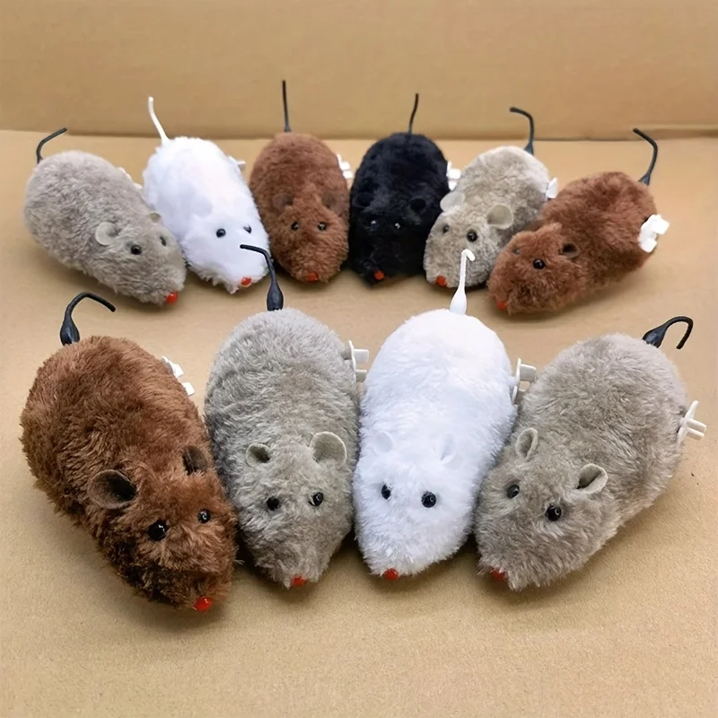 1/5pcs Fun and Interactive Plush Wind-Up Mouse Toy for Cats Dogs and Kids Mechanical Moving Animal Toy for Playtime and Pranks 1