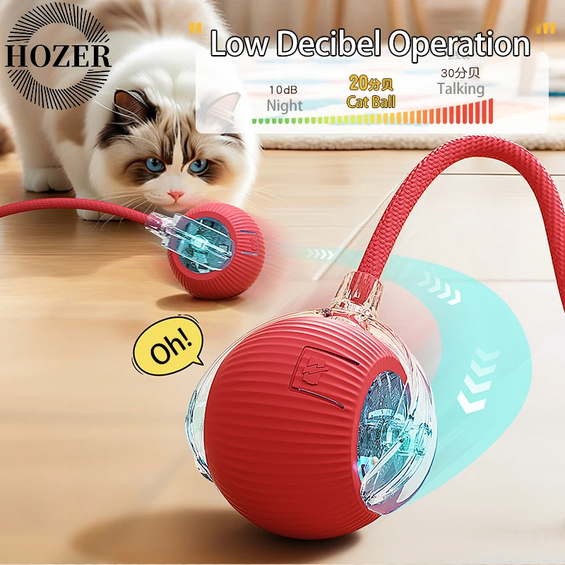 Cat Interactive Ball 3 Mode Automatic Rolling Ball Toys Faux Tail Rechargeable Smart Pet Electric Toy Cat Training Imitate Mouse 1