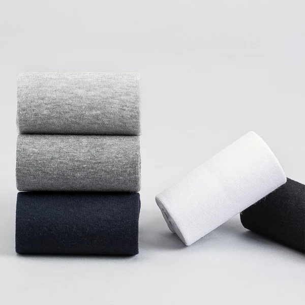 HSS 5/10 Pairs Men's Cotton Blend Socks Black Business Men Socks Soft Breathable Summer Winter for Male Socks Plus Size (6.5-14) 5