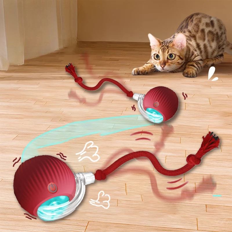 Electric Cat Ball Toys Automatic Rolling Ball Faux Tail Rechargeable Smart Pet Interactive Toy Dog Cat Training Imitate Mouse 1