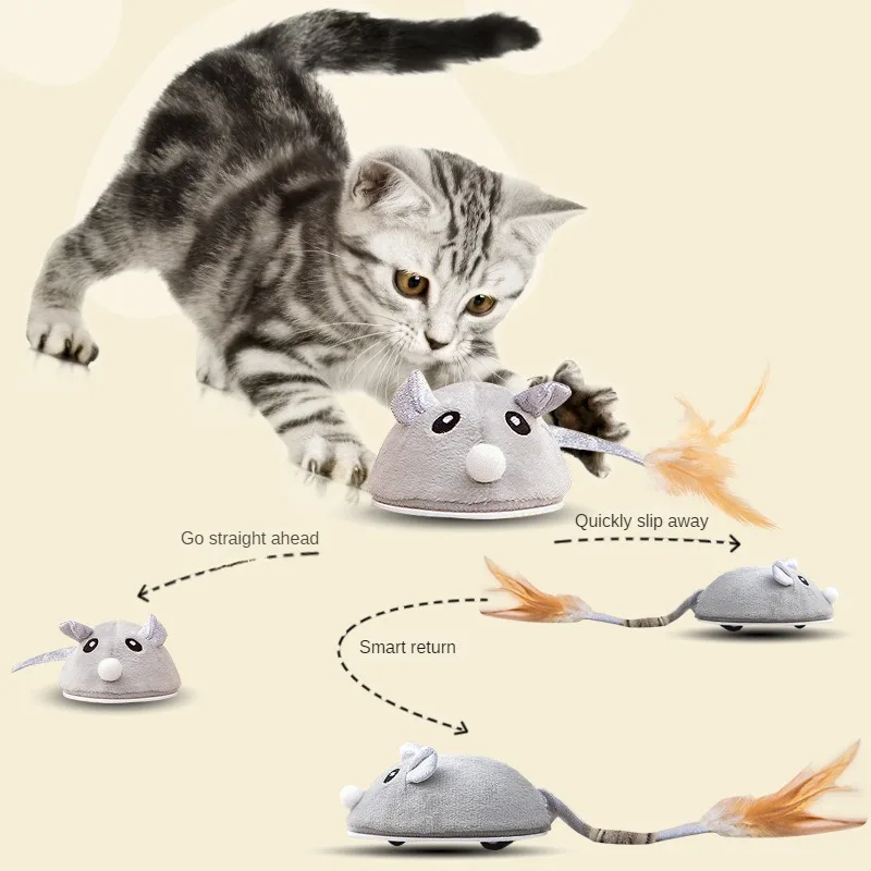 Interactive Cat Toy Mouse for Cats USB Charging Rotating Butterfly Noise Ball Boucing Fish Play-Catch Training Toy for Indoor 1