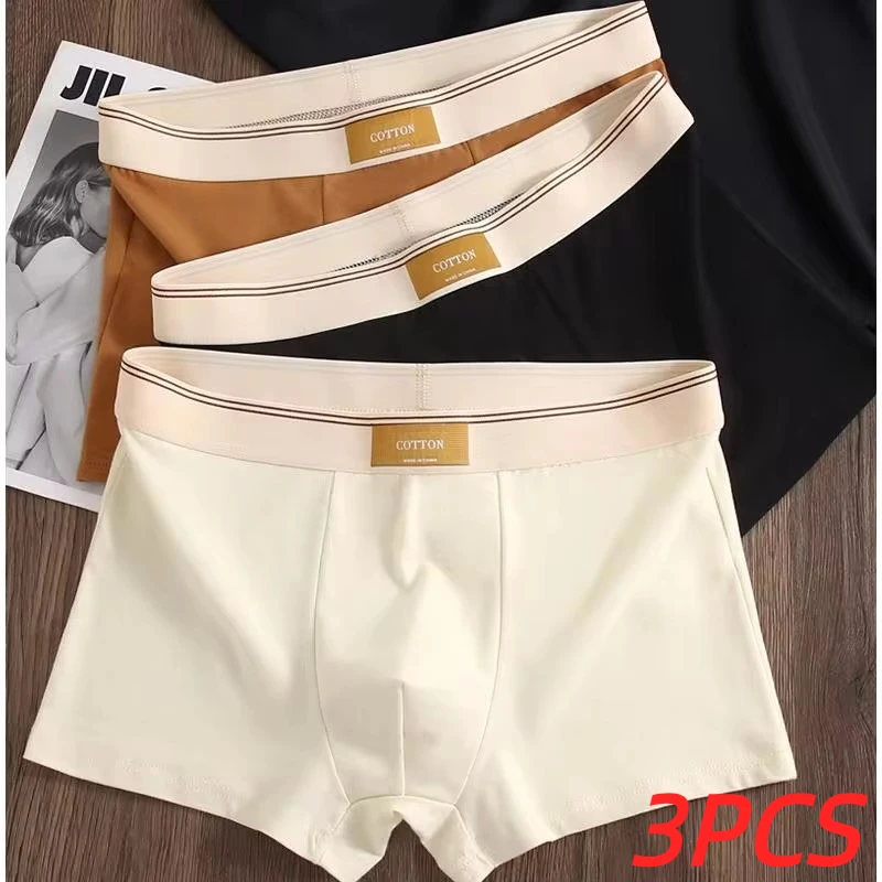 3Pcs Men's Underwear Hombre Panties Boxershorts Comfortable Breathable Cotton Underwear Sexy Underwear Solid Color Boxer Shorts 1