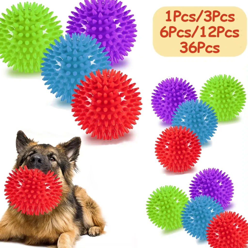 1/36pcs Squeaky Dog Toys Spiky Dog Balls Cleans Teeth and Gum Health for Your Pet Squeaker Ball Toys for Aggressive Chewers 1