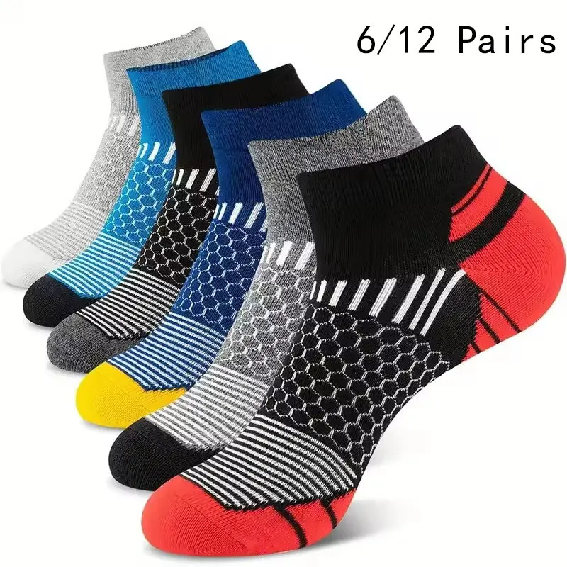 6/12 Pairs Colorful Men's Low Tub Socks Fashion Comfortable Autumn Classic Black Business Sock High-quality Men's Short Socks 1