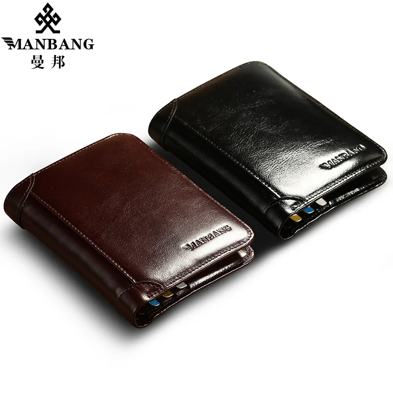 ManBang Classic Style Wallet Genuine Leather Men Wallets Short Male Purse Card Holder Wallet Men Fashion High Quality 1