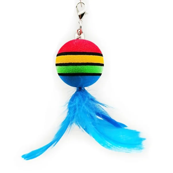 Cat Toys Interactive Funny Cat Feather Wand Suction Cup Ball Feathers Replacements with Bells for Indoor Cats Kitten Exercise 3