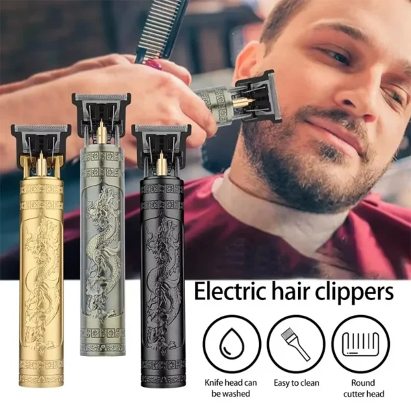 Vintage T9 Electric Hair Cutting Machine Hair Clipper Professional Men Shaver Rechargeable Barber Trimmer for Men Dragon Buddha 1
