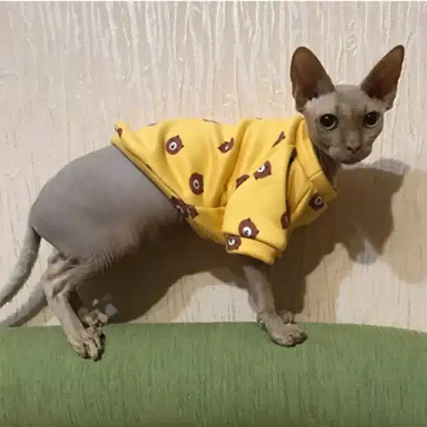 Winter Sphynx Cat Clothes Warm Fleece Cat Hoodie Coat for Puppy Pet Clothing Cute Small Dogs Apparel Hairless Cat Shirt Sweater 2