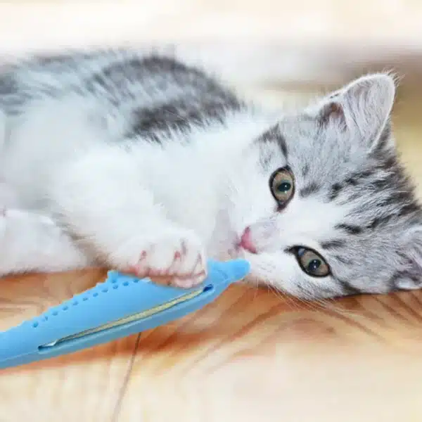 Cat Teeth Brushing Toy Teeth Cleaning Cat Stick Fish-shaped Silicone Toy Chew Resistant Interactive Toys Catnip Pet Supplies 3