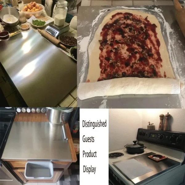 304 Heavy Duty Kitchen Cutting Board Cutting Board with Edge Large Stainless Steel Baking Board Kitchen Multifunctional Utensils 4