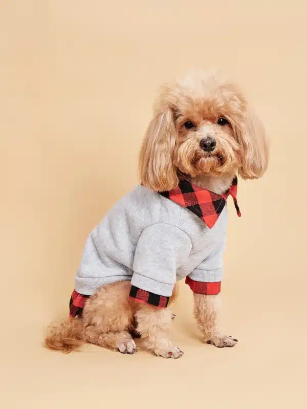 Dog Hoodie for Small Dogs Costume Soft Puppy with  Doggie Plaid Pet Clothes  Cat Apparel 1