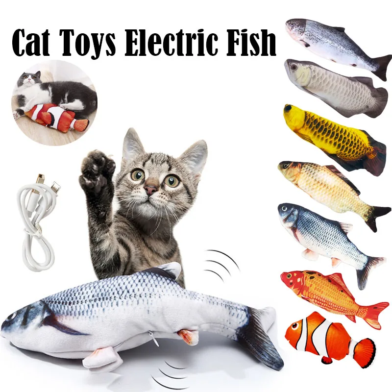 Electric Cat Toy Fish Pet Cat Toys Simulation Fish Swing Kitten Dance Fish Toy Funny Cats Chewing Playing Supplies USB Charging 1